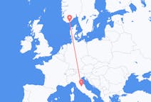 Flyg från Kristiansand, Norge till Perugia, Italien