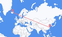 航班从中国宁波市市到阿克雷里市，冰岛塞尔