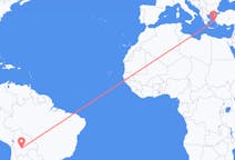 Flyreiser fra Sucre, Bolivia til Ikaria, Hellas