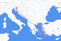 Vluchten van Rijeka, Kroatië naar Kos, Griekenland