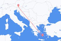 オーストリアのクラーゲンフルトから、ギリシャのサントリーニ島までのフライト