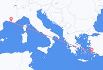 ギリシャのコス島からから、フランスのマルセイユまでのフライト