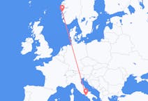 Flyg från Bergen, Norge till Neapel, Italien