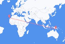Flyreiser fra Daru, Papua Ny-Guinea til Tenerife, Spania