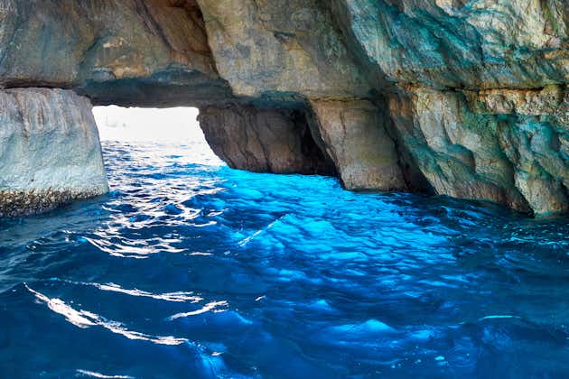 Photo from the Inside of the Blue Grotto sea cave ,Malta.