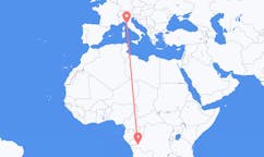 Flyreiser fra Kinshasa, den demokratiske republikken Kongo til Pisa, Italia
