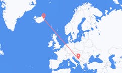 航班从波斯尼亚和黑塞哥维那塞拉耶佛市到埃伊尔斯塔济市，冰岛塞尔