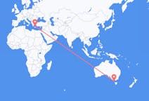 オーストラリアのから キング島 (アラスカ州)、ギリシャのへ サントリーニ島フライト