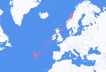 Flights from Trondheim, Norway to Pico Island, Portugal