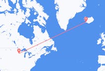 Vluchten van Minneapolis, Verenigde Staten naar Reykjavík, IJsland