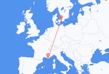 Flyrejser fra Toulon til København
