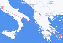 イタリアのローマからから、ギリシャのナクソス島までのフライト