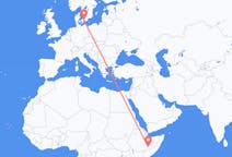 Flyreiser fra Gode, Etiopia til København, Danmark
