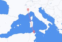 Vluchten van Tunis naar Cuneo