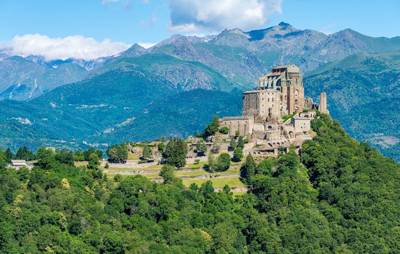 Photo of Scenic sight of the Sacra di San Michele (Saint Michael's Abbey). Province of Turin, Piedmont, Italy.