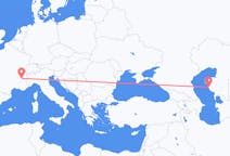 Flyreiser fra Aktau, Kasakhstan til Grenoble, Frankrike