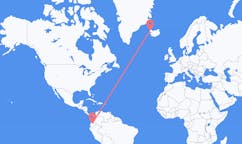 Flights from the city of Quito, Ecuador to the city of Ísafjörður, Iceland