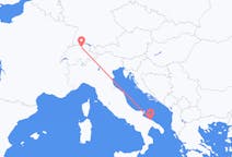 Vluchten uit Zürich, Zwitserland naar Bari, Italië