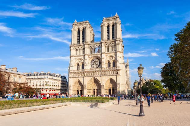 Photo of Notre Dame de Paris or Notre-Dame Cathedral is a medieval Catholic cathedral in Paris, France.