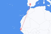 Vluchten van Ziguinchor, Senegal naar Sevilla, Spanje