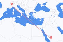 Flyreiser fra Bisha, Saudi-Arabia til Torino, Italia