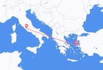 イタリアのローマから、ギリシャのキオスまでのフライト