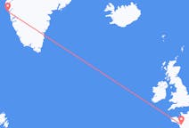 Flyg från Maniitsoq, Grönland till Nantes, Frankrike