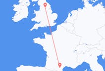 Flyrejser fra Carcassonne, Frankrig til Leeds, England