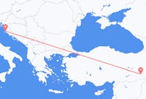 クロアチアのザダルから、トルコのバットマンまでのフライト