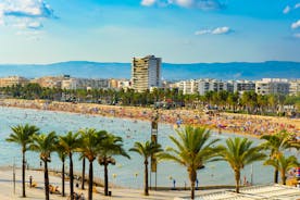 Photo of aerial view of beach and cityscape Salou, Spain.