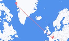 Vluchten van Upernavik naar Lyon