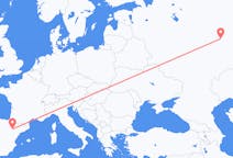Vluchten van Kazan, Rusland naar Zaragoza, Spanje