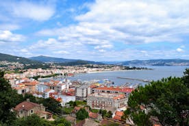 Photo of aerial view of the town of Cangas in the Bay of Vigo, Galicia, Spain.