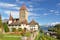 photo of Spiez castle on lake Thun (Jungfrau region, canton Bern, Switzerland).