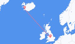 航班从英格兰伯明翰市到雷克雅维克市，冰岛塞尔