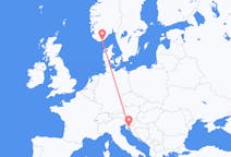 Flyg från Rijeka, Kroatien till Kristiansand, Norge