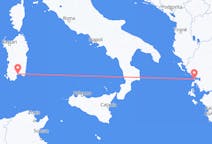 Vluchten van Preveza, Griekenland naar Cagliari, Trento, Italië