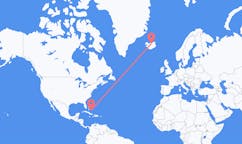 航班从巴哈马乔治敦市到阿克雷里市，冰岛塞尔