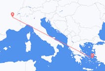 出发地 法国里昂目的地 希腊伊卡利亚岛的航班