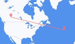 Loty z Edmonton, Kanada na wyspę Corvo, Portugalia