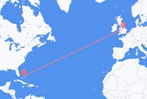 Flyreiser fra Nord Eleuthera, Bahamas til Nottingham, England