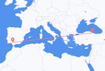 Vluchten van Samsun, Turkije naar Sevilla, Spanje