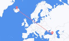 航班从格鲁吉亚巴统市到阿克雷里市，冰岛塞尔