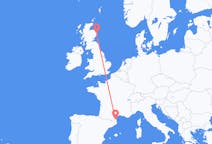 Vluchten van Perpignan, Frankrijk naar Aberdeen, Schotland