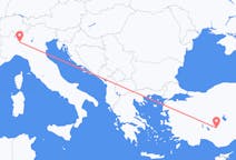 Flyreiser fra Konya, Tyrkia til Milano, Italia