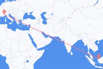 Flyrejser fra Kuching, Malaysia til Torino, Italien
