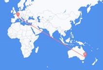 Flyg från Sydney, Australien till Grenoble, Frankrike