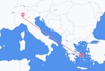 Flyreiser fra Syros, Hellas til Milano, Italia