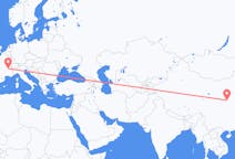 Flyg från Xi'an, Kina till Lyon, Frankrike