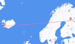 Fly fra byen Kuusamo til byen Reykjavik